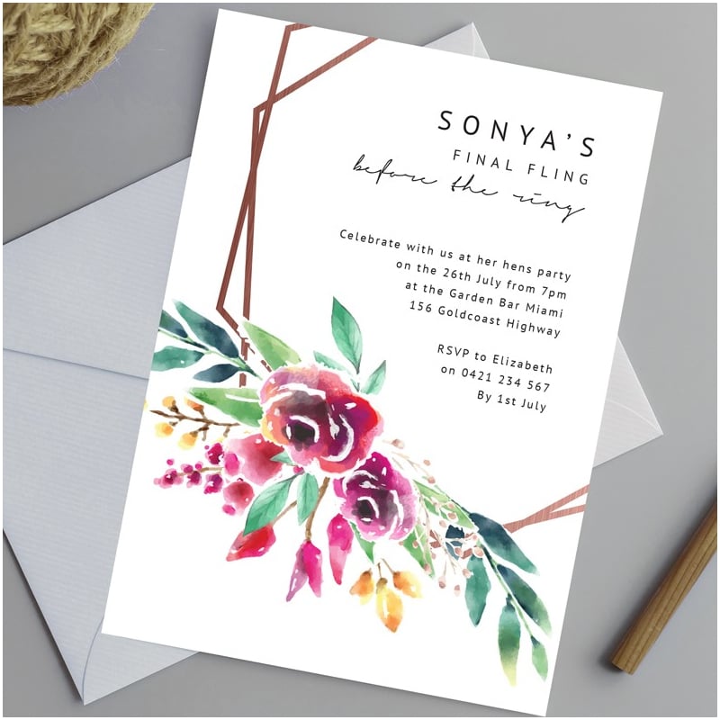 Copper Hexagon Hens Invitations