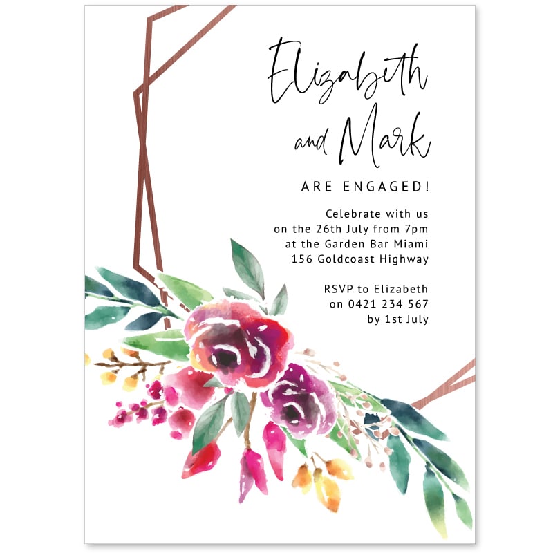 Copper Hexagon Engagement Invitations