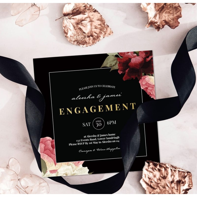 Crimson Engagement Invitations