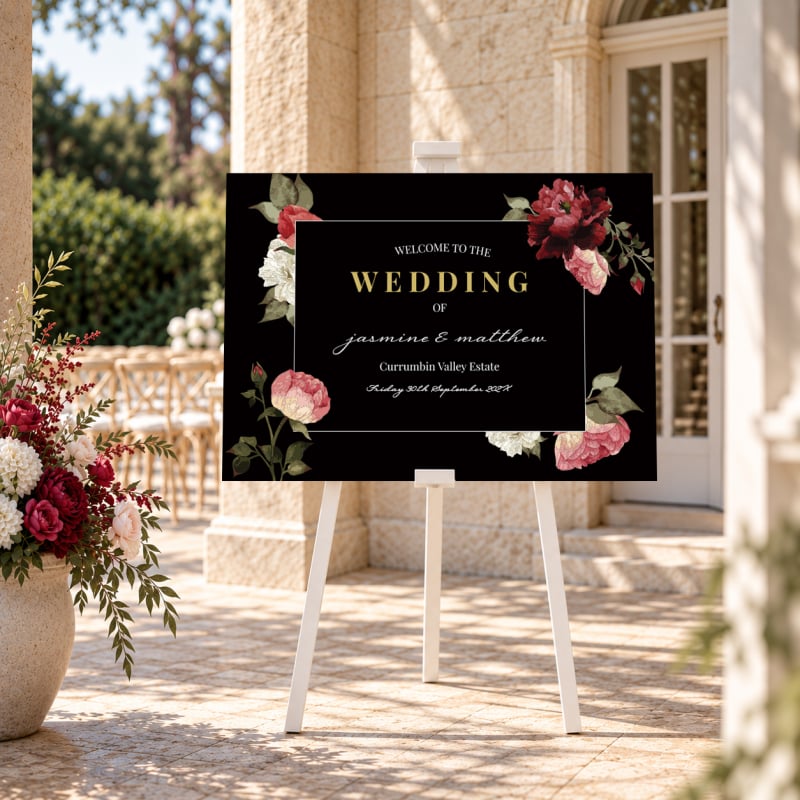 Crimson Landscape Wedding Welcome Sign