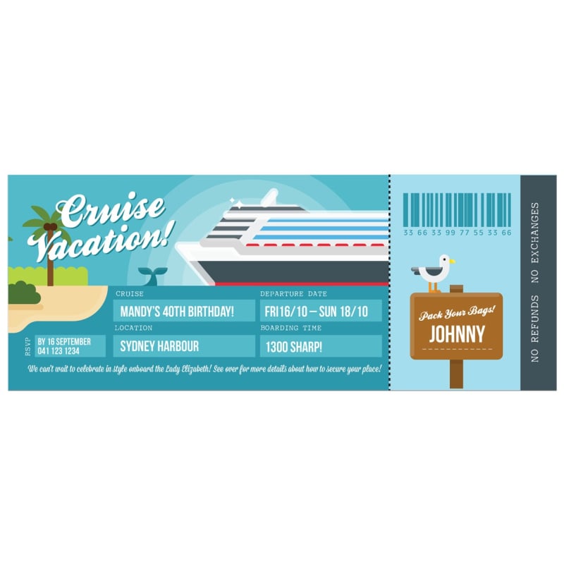 Cruise Vacation Birthday Invitations