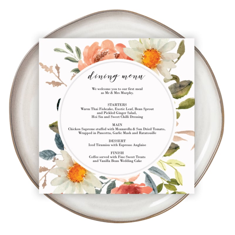 Delicate Daisy Wedding Menu