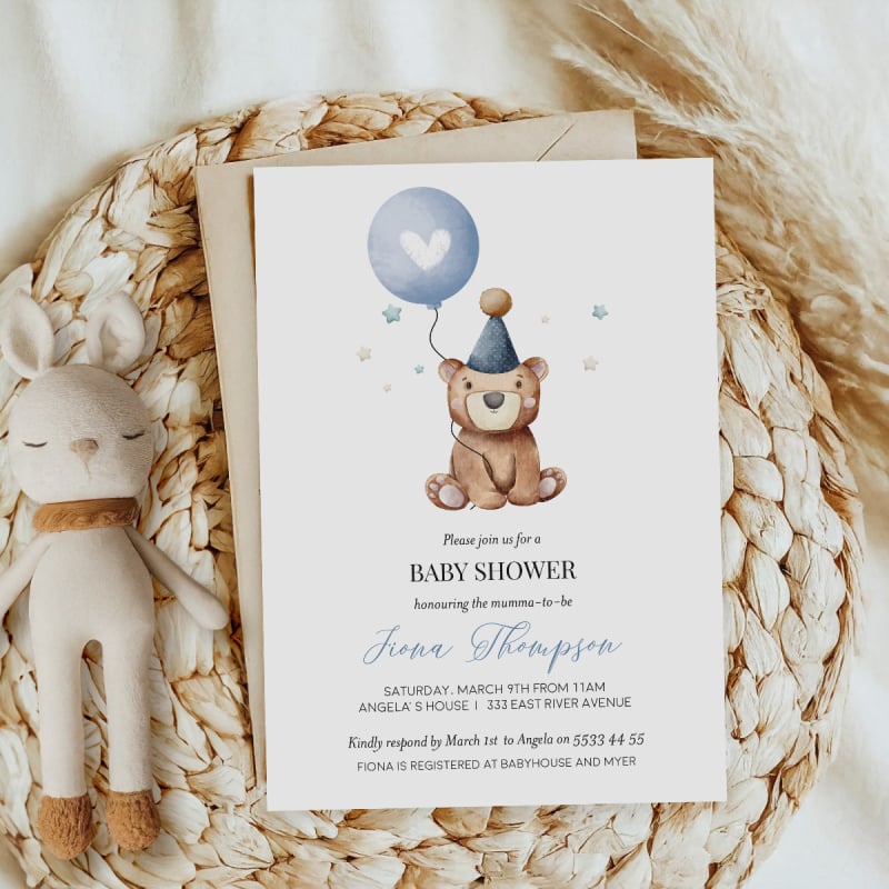 Cute Boy Baby Shower Invitations