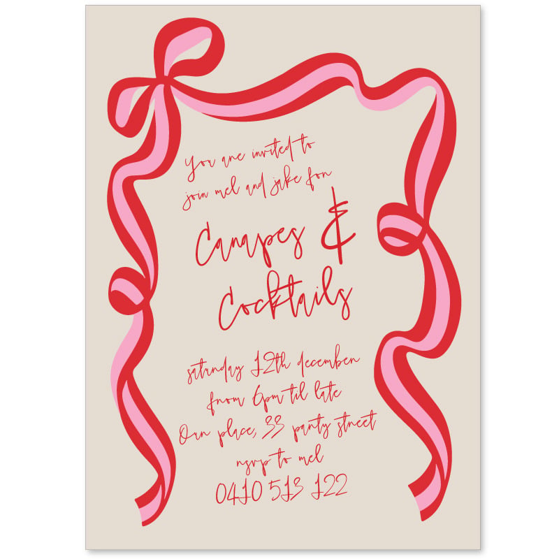 Ribbon Christmas Invitations