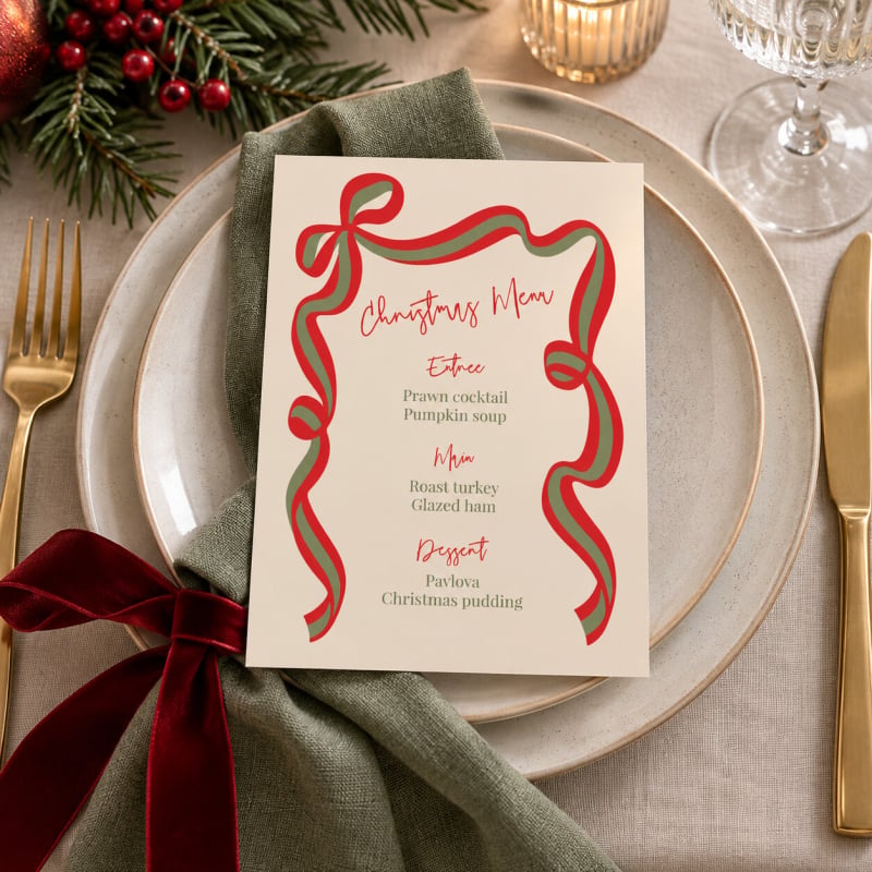 Ribbon Christmas Menus