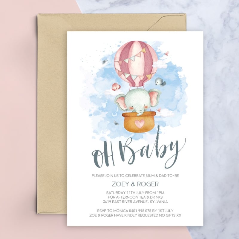 Peanut - Cute Elephant Baby Shower Invitations