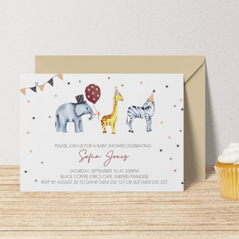 Tiny Giraffe Baby Shower Invitations