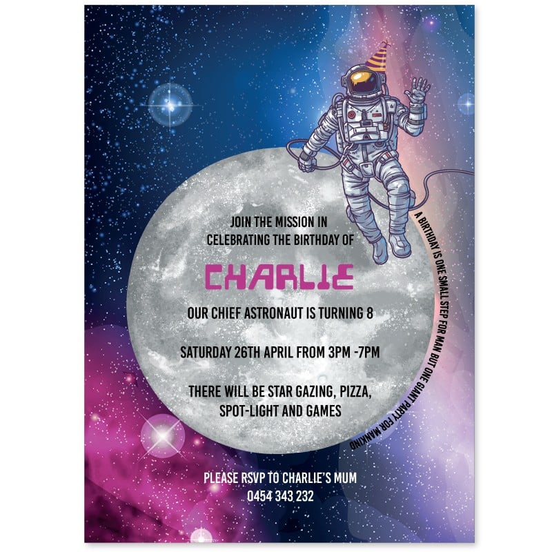 Space Galaxy Birthday Invitations