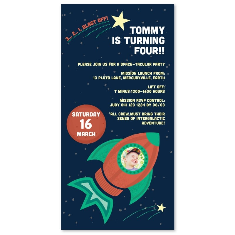 Rocket Ride Birthday Invitations