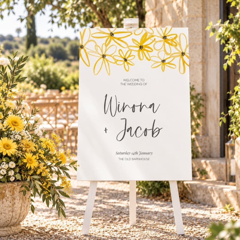 Daisy Chain Wedding Welcome Sign