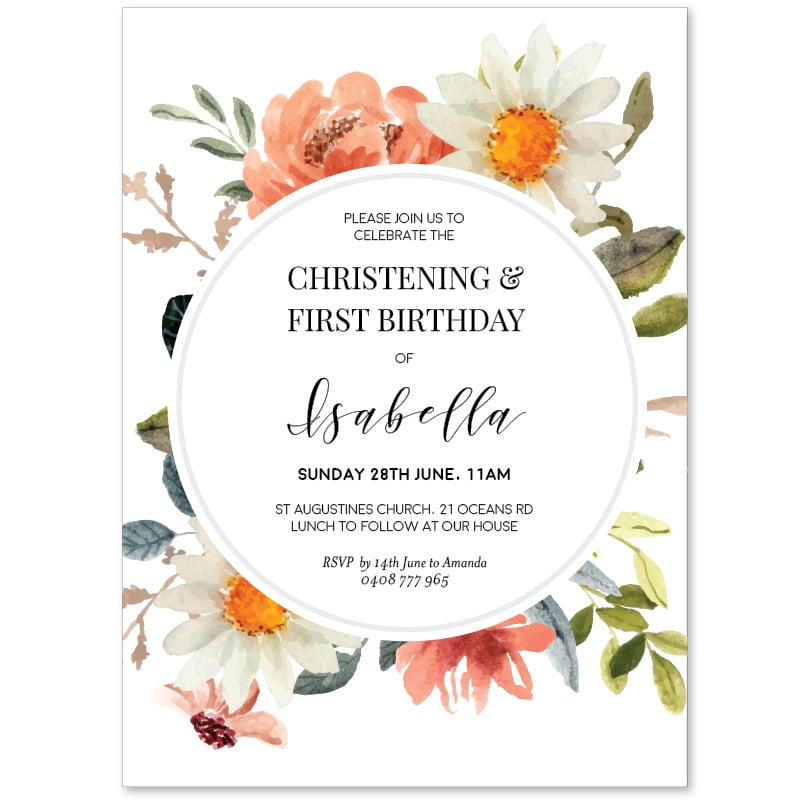 Delicate Daisy Christening and First Birthday Invitations