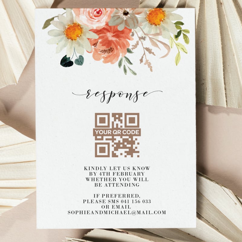 Delicate Daisy Wedding QR Reply Card