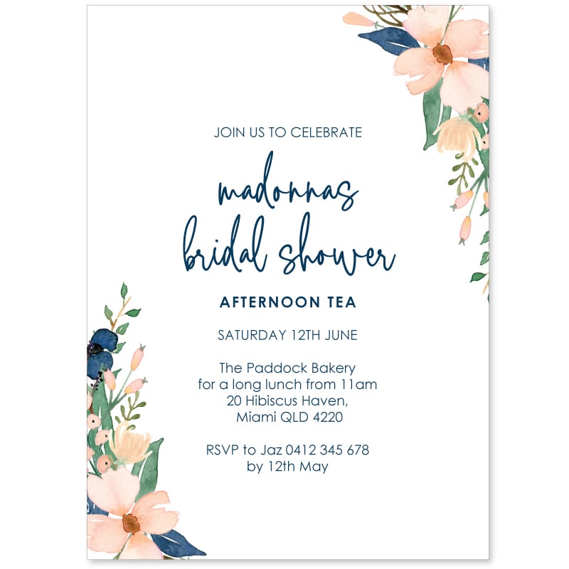 Delicate Flower Hens Invitations