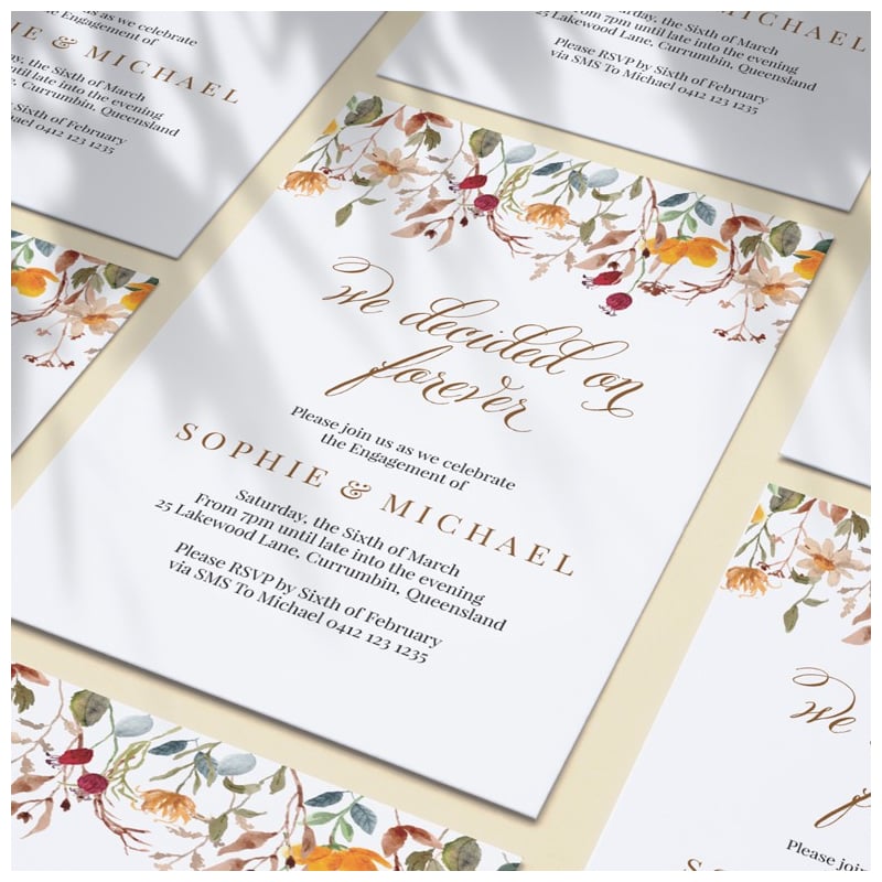 Delight Wildflowers Engagement Invitations
