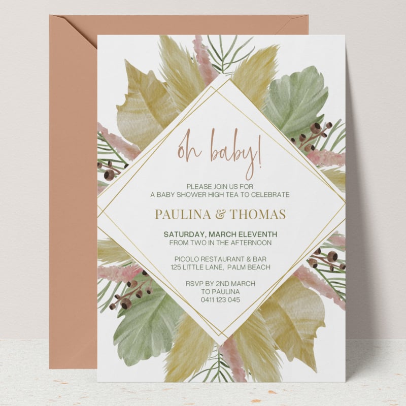 Modern Ferns Baby Shower Invitations