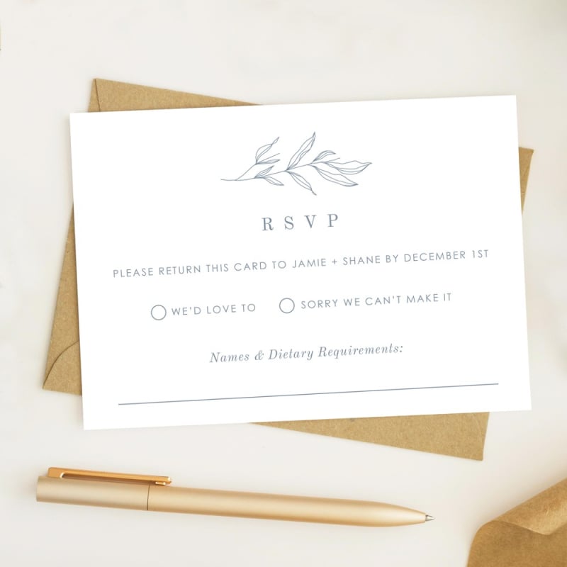 Dusty Blue Wedding Response Card