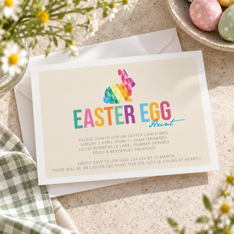Geometric Rabbit Easter Invitations