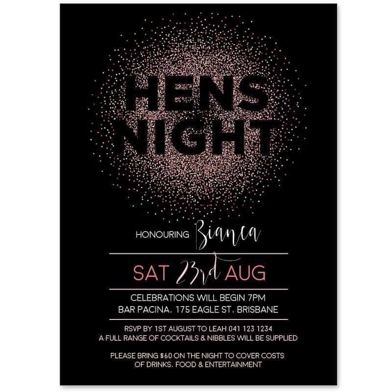 Glitter Puff Hens Invitations