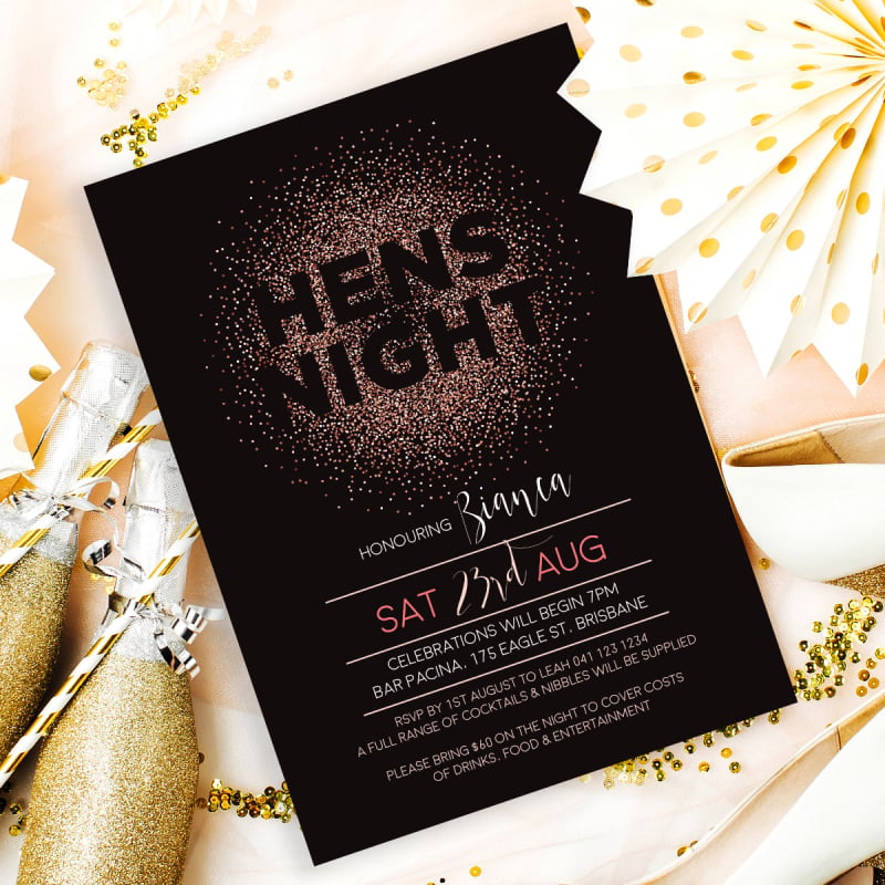 Glitter Puff Hens Invitations