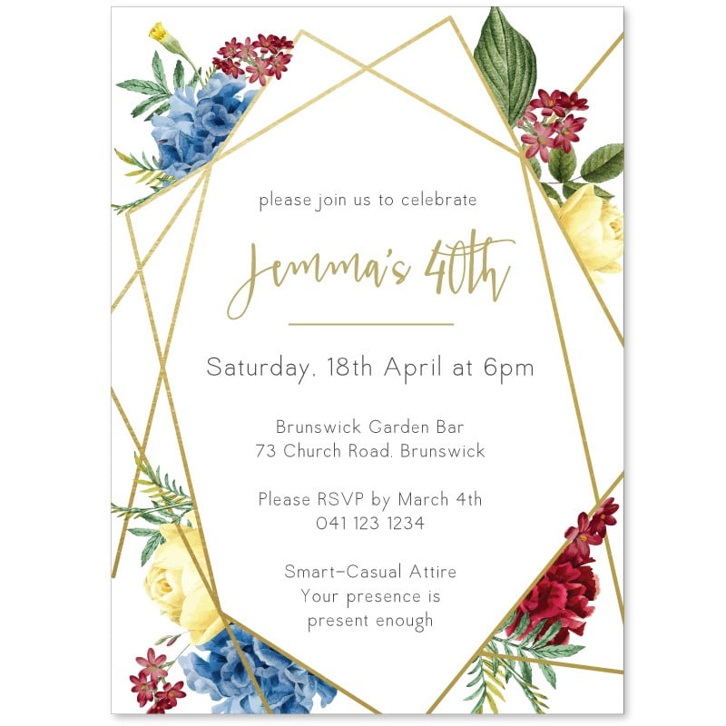 Elegant Floral Birthday Invitations