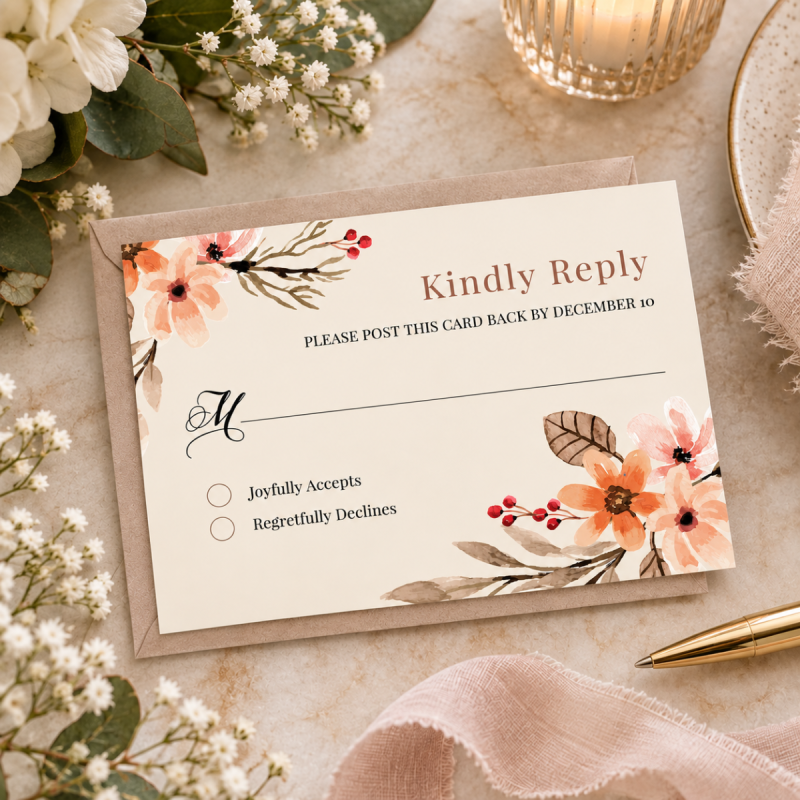 Elegant Boho Wedding Response Card