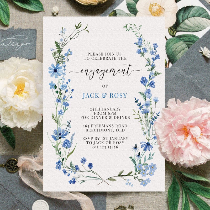 A Touch of Blue Engagement Invitations