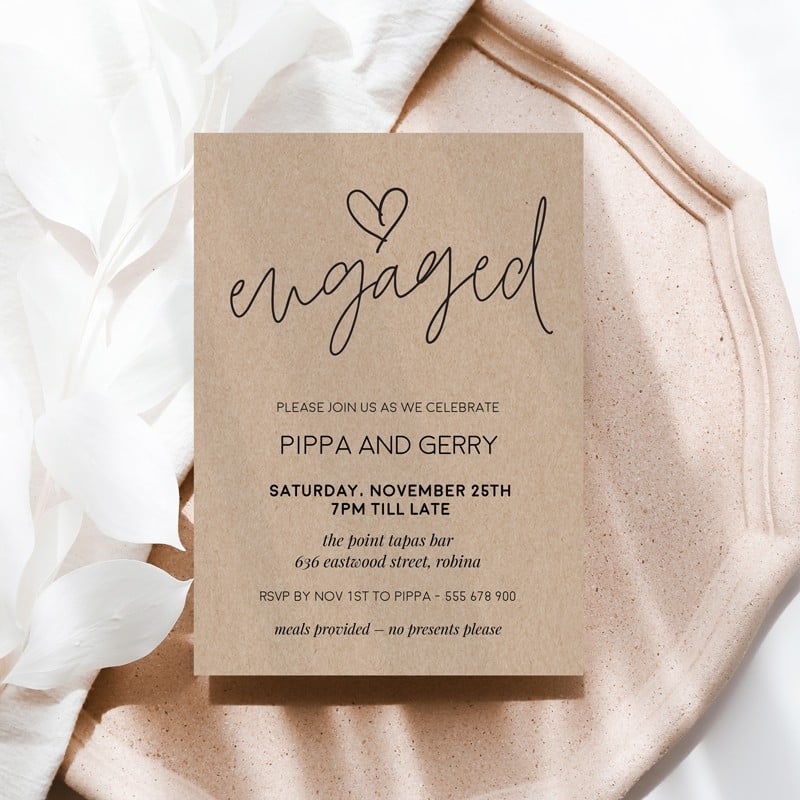 Rustic Heart Engagement Invitations