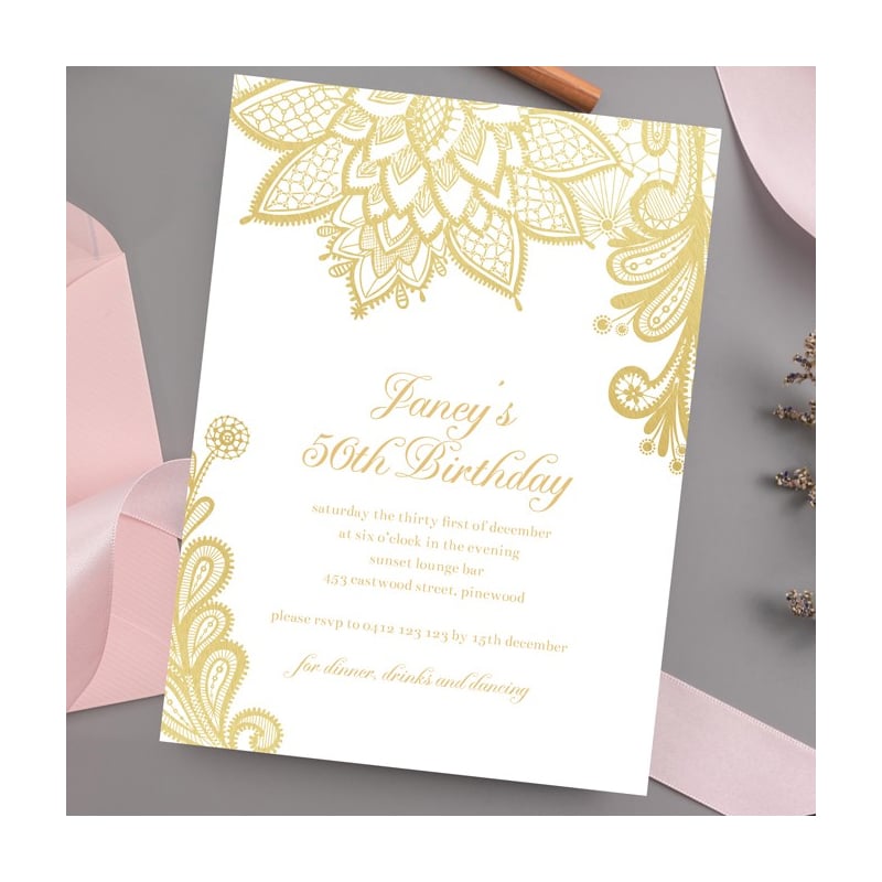 Extravagant Flourish Birthday Invitations