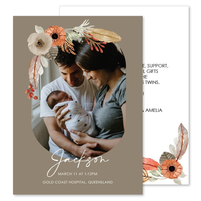 Feathered Miracle Birth Announcement Cards