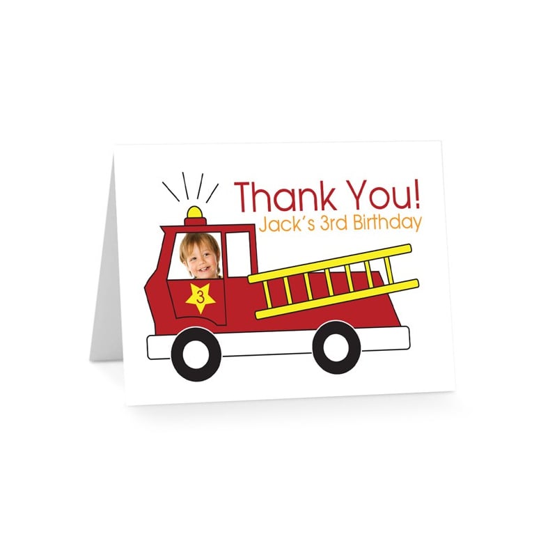 Fire Truck Birthday Thank You Cards