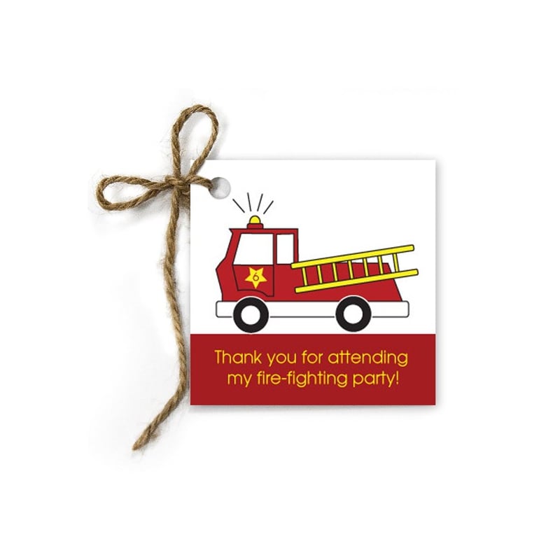 Fire Truck Birthday Gift Tags