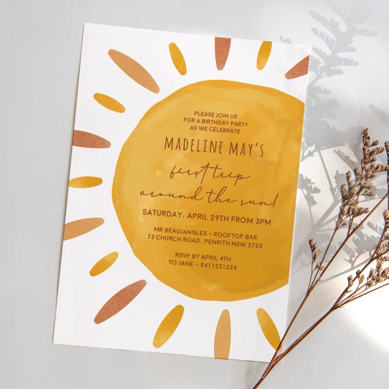 First Trip Around The Sun Birthday Invitations