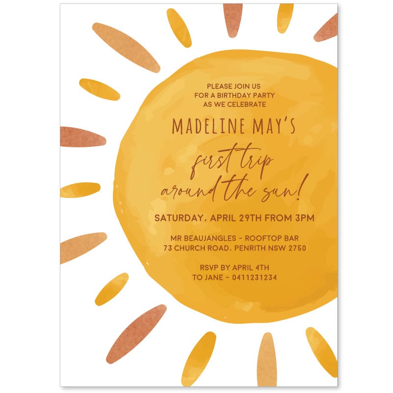 First Trip Around The Sun Birthday Invitations