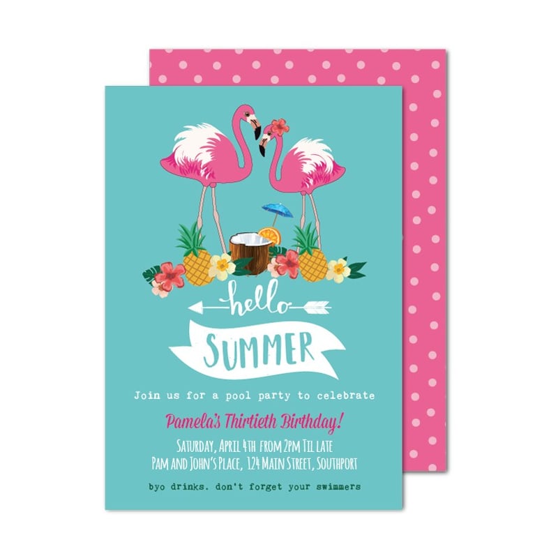 Flamingo Heat Birthday Invitations