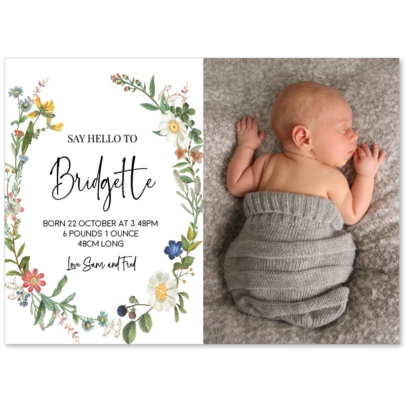 Vintage Garden Birth Announcement Cards