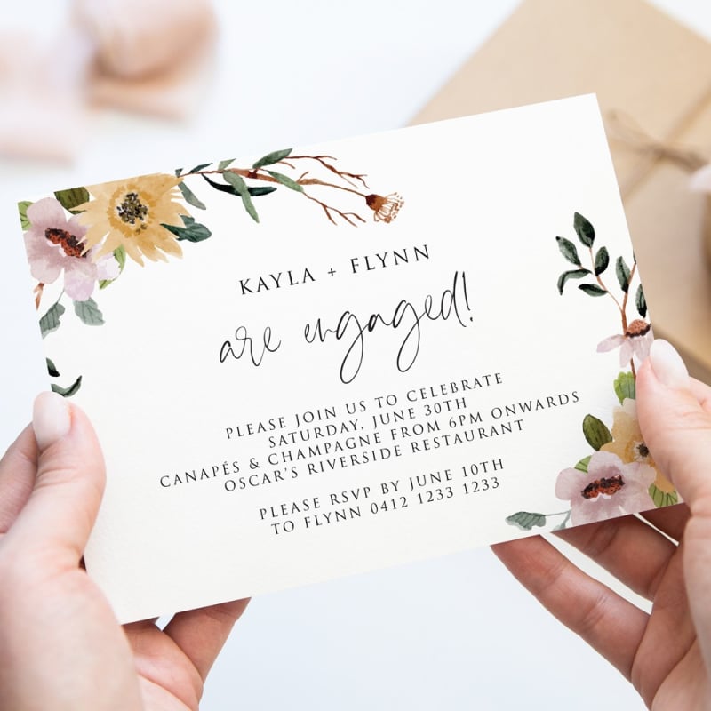 Flower Bed Engagement Invitations