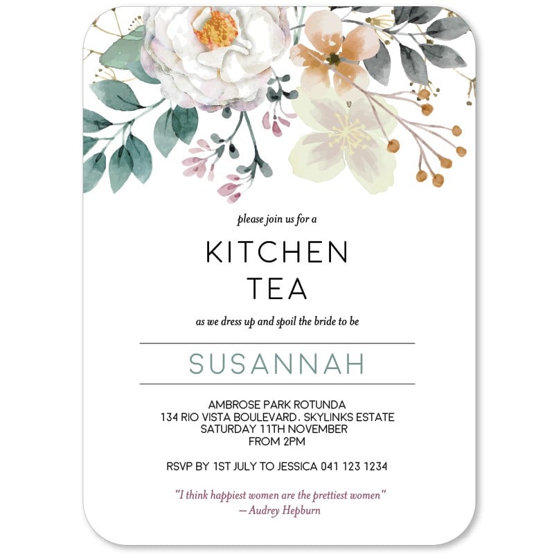 Floral Kitchen Tea Invitations