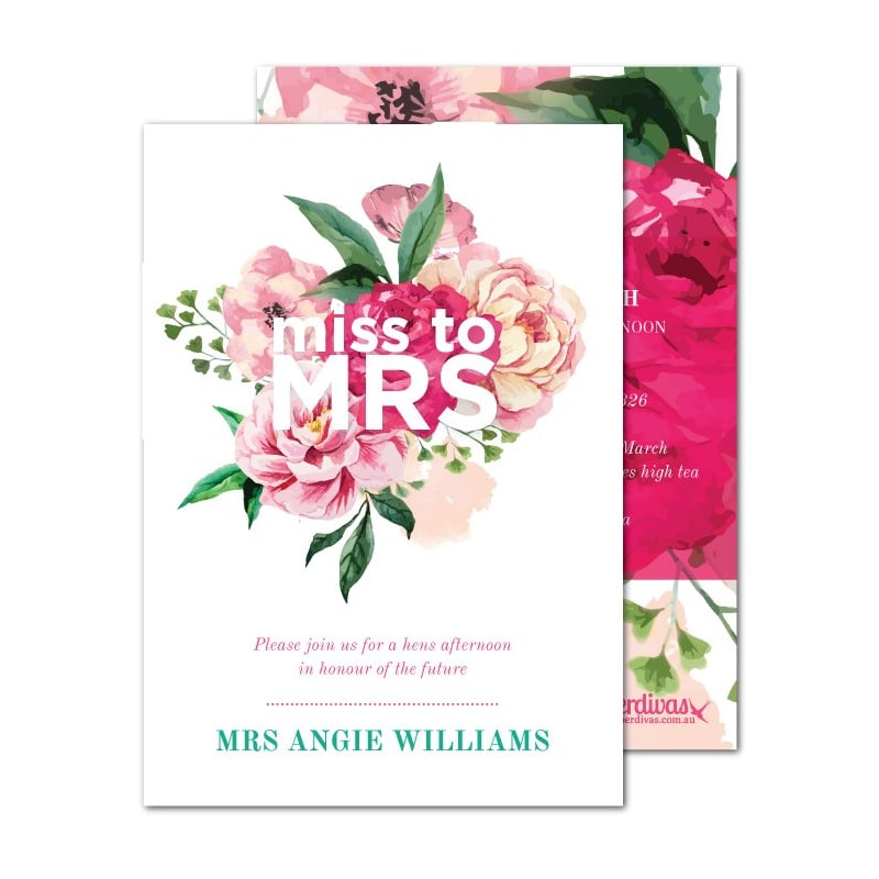 Floral Miss to Mrs Hens Invitations