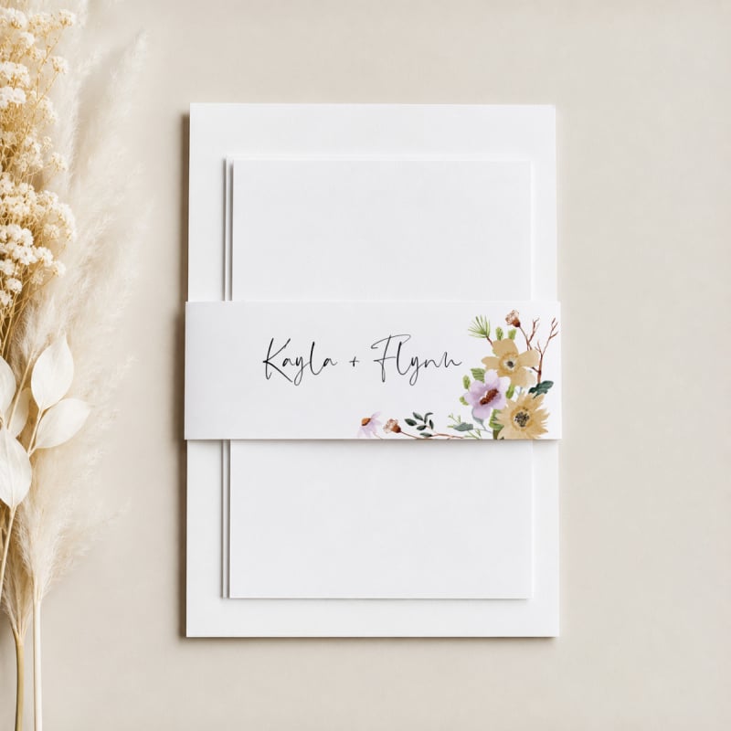 Flower Bed Invitation Belly Band