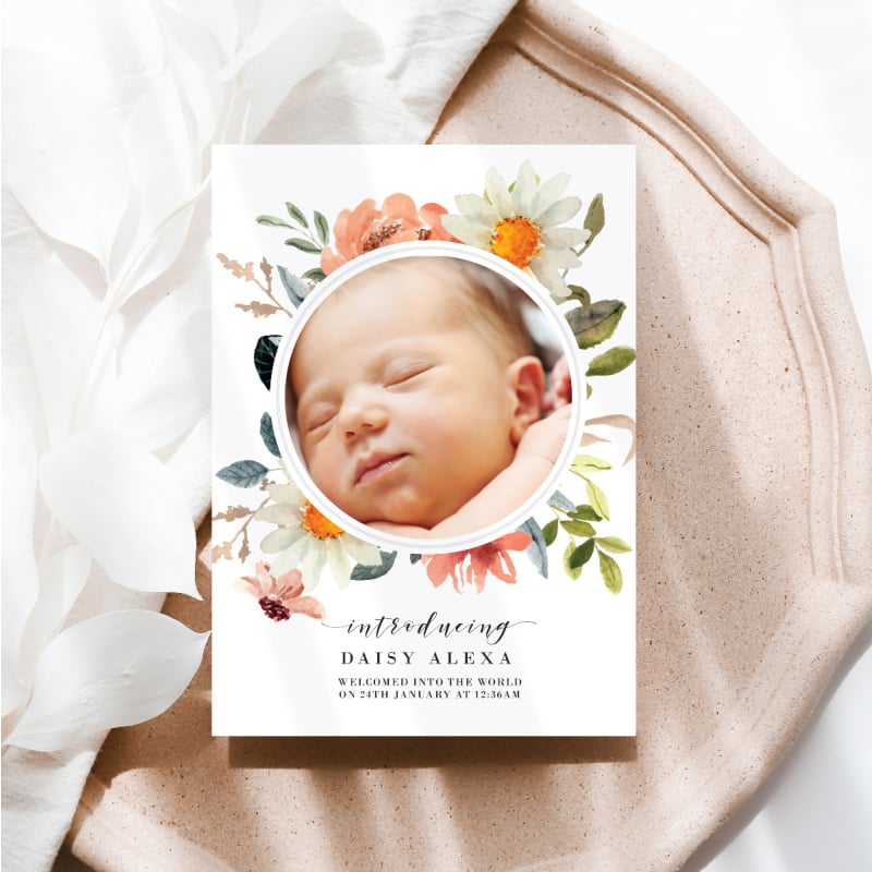 Flowers Birth Announcement Cards