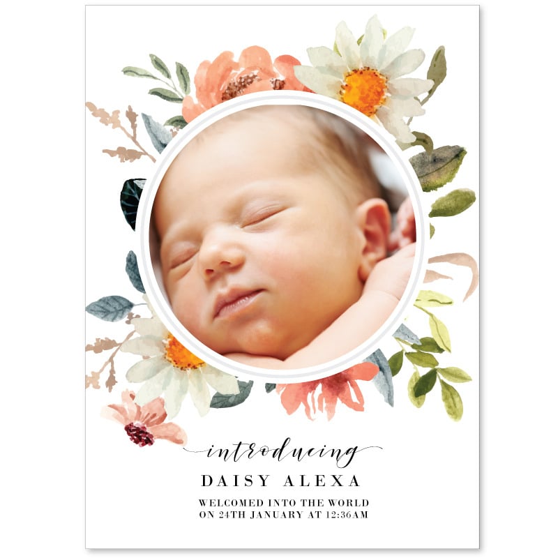 Flowers Birth Announcement Cards