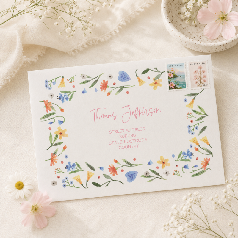 Bouquet Wedding Envelope Addressing