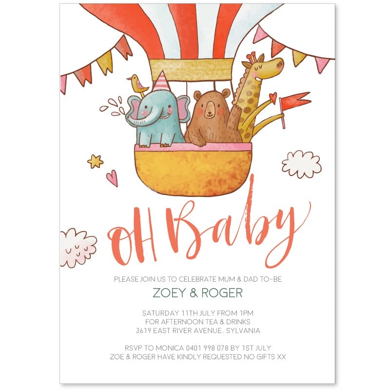 Fly With Me Baby Shower Invitations