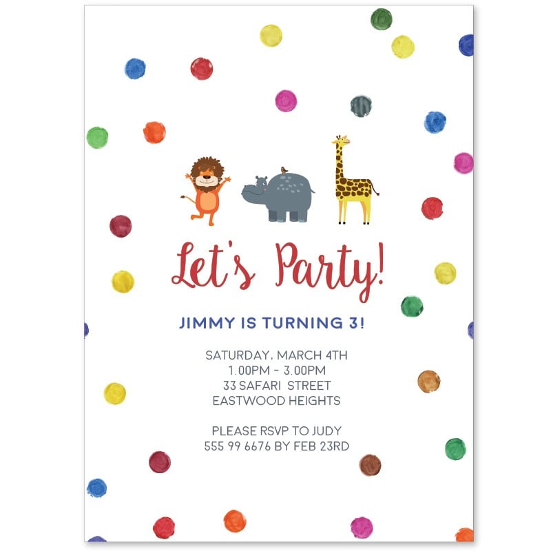 Jungle Dots Birthday Invitations