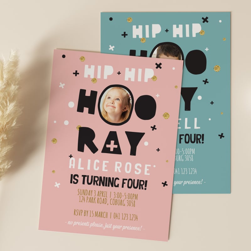 Hip Hip Hooray Birthday Invitations