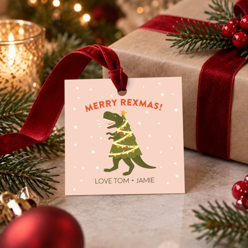Tree Rex Dinosaur Christmas Gift Tags