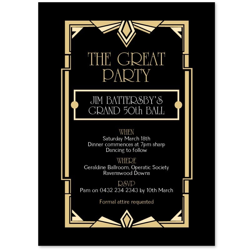 Gatsby Ball Birthday Invitations