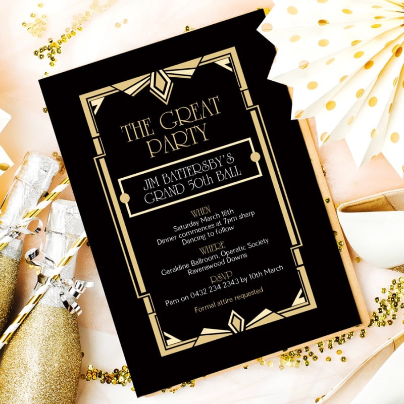Gatsby Ball Birthday Invitations