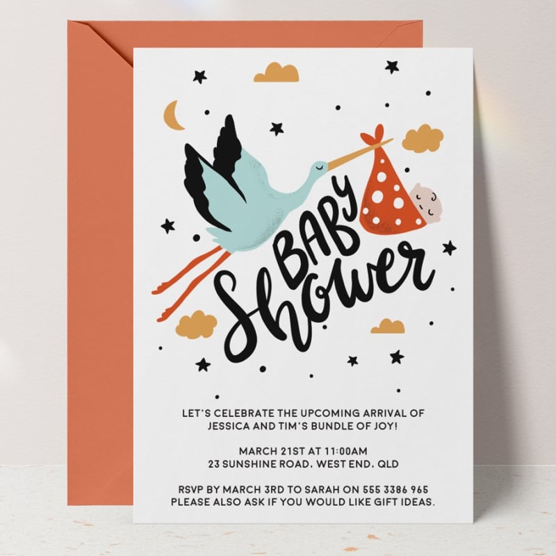 Stork Baby Shower Invitations