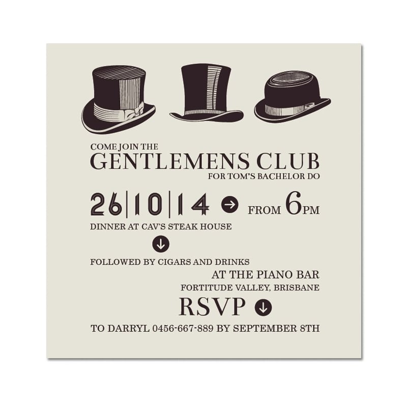 Gentlemens Club Invitations